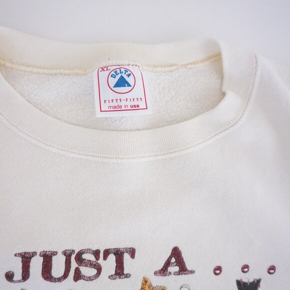 Vintage Delta Country Pumpkin Sweatshirt White 90s Fall Grandmacore Cabincore XL - Picture 11 of 11